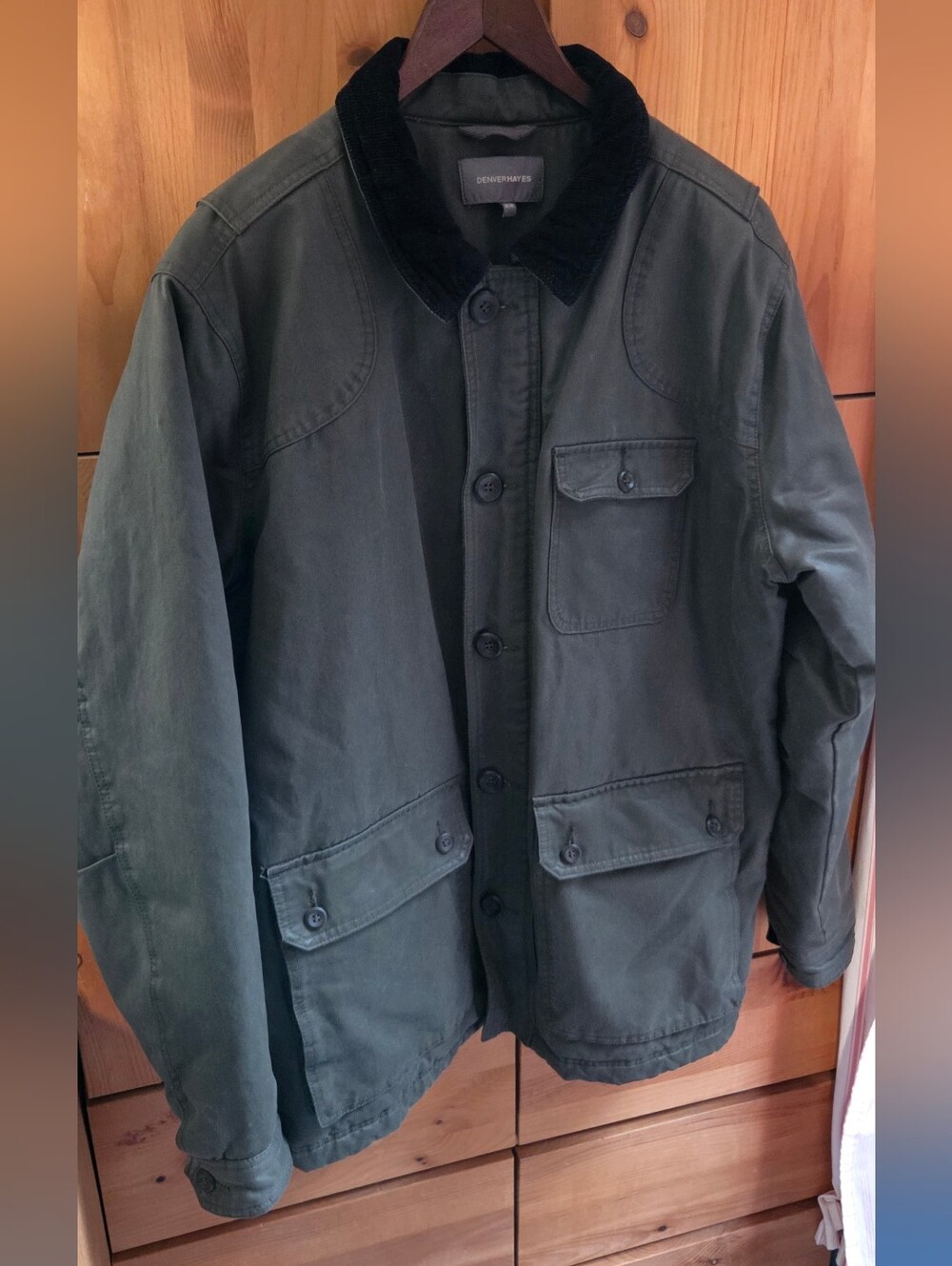 Denver Hayes Men's Green Waxed Cotton Chore Coat Size Medium